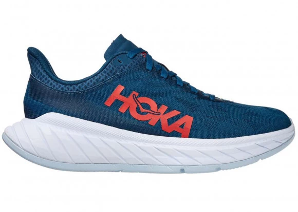 Hoka One One HOKA Women's Carbon X 2 Shoes In Moroccan Blue/Hot Coral 1 Hoka One One HOKA Women's Carbon X 2 Shoes In Moroccan Blue/Hot Coral